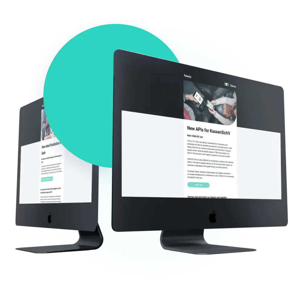 Monitor di computer che mostrano la pagina di iscrizione alla newsletter fiskaly